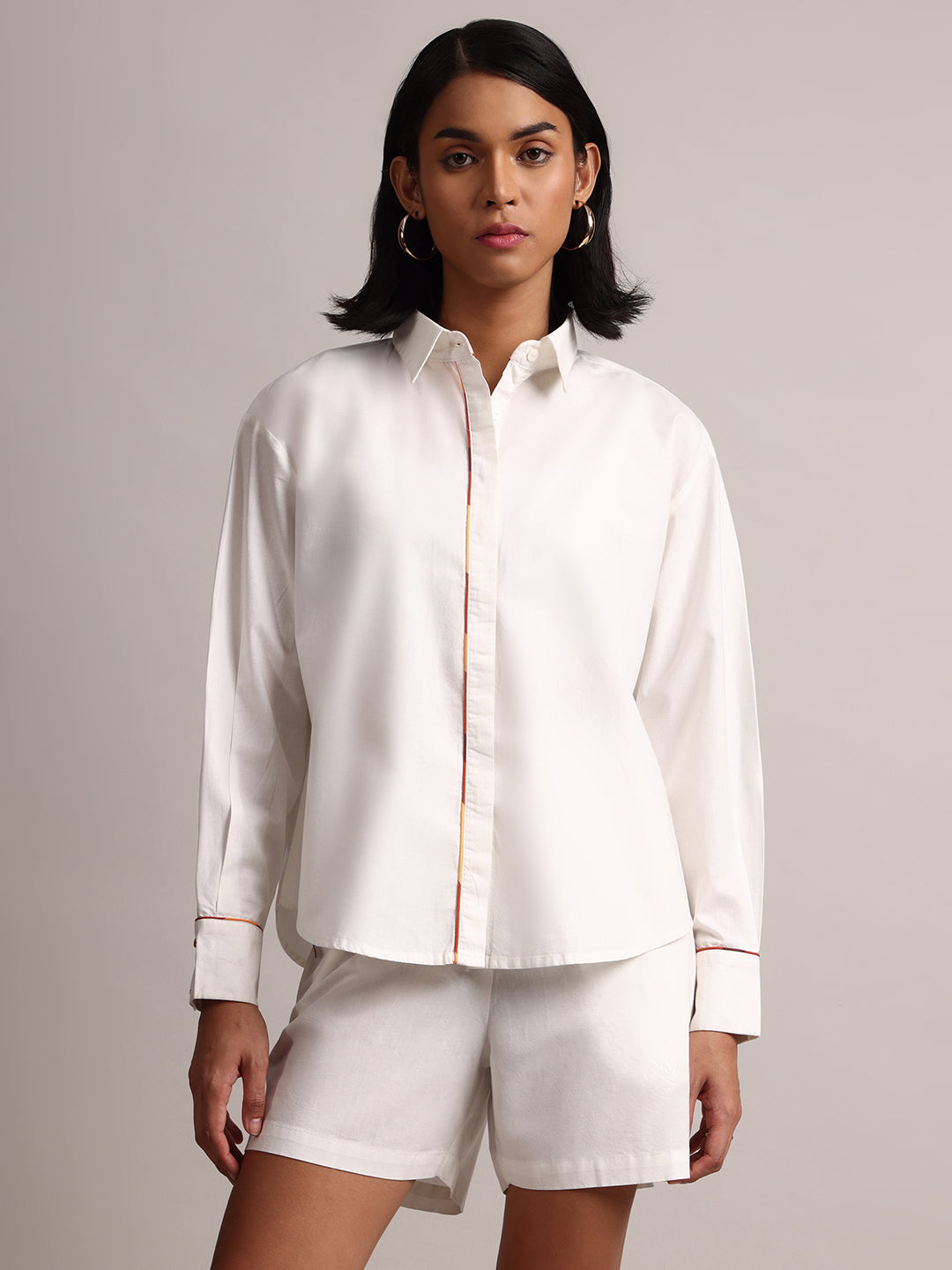 Zaccai Women's White Poplin Solid Co-Ords - Swadesiicart