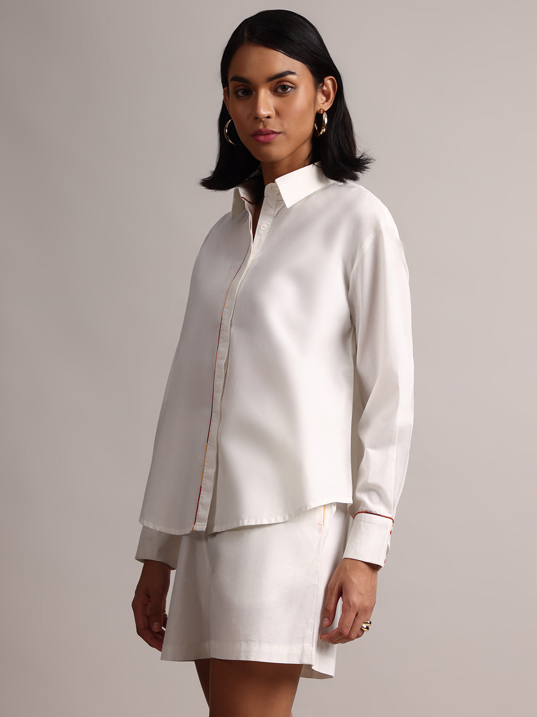 Zaccai Women's White Poplin Solid Co-Ords - Swadesiicart