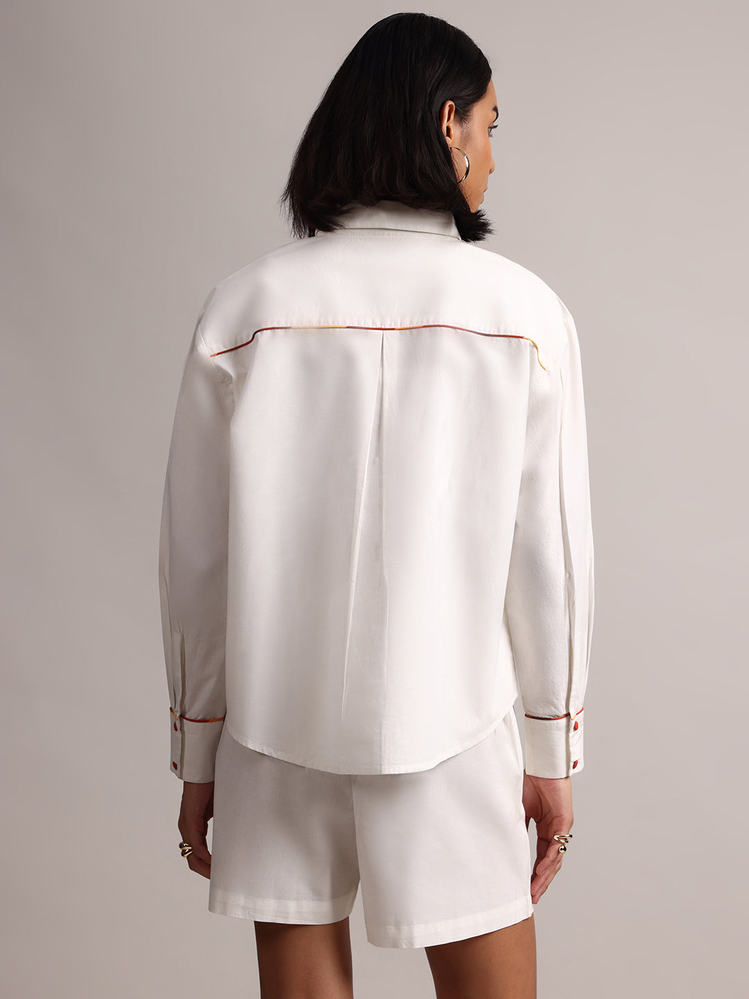 Zaccai Women's White Poplin Solid Co-Ords - Swadesiicart