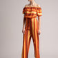 Zaccai Women's Brown Poplin Striped Co-Ords - Swadesiicart