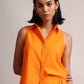 Zaccai Women's Orange Poplin Solid Co-Ords - Swadesiicart