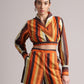 Zaccai Women's Rust Poplin Striped Co-Ords - Swadesiicart
