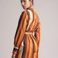 Zaccai Women's Rust Poplin Striped Co-Ords - Swadesiicart