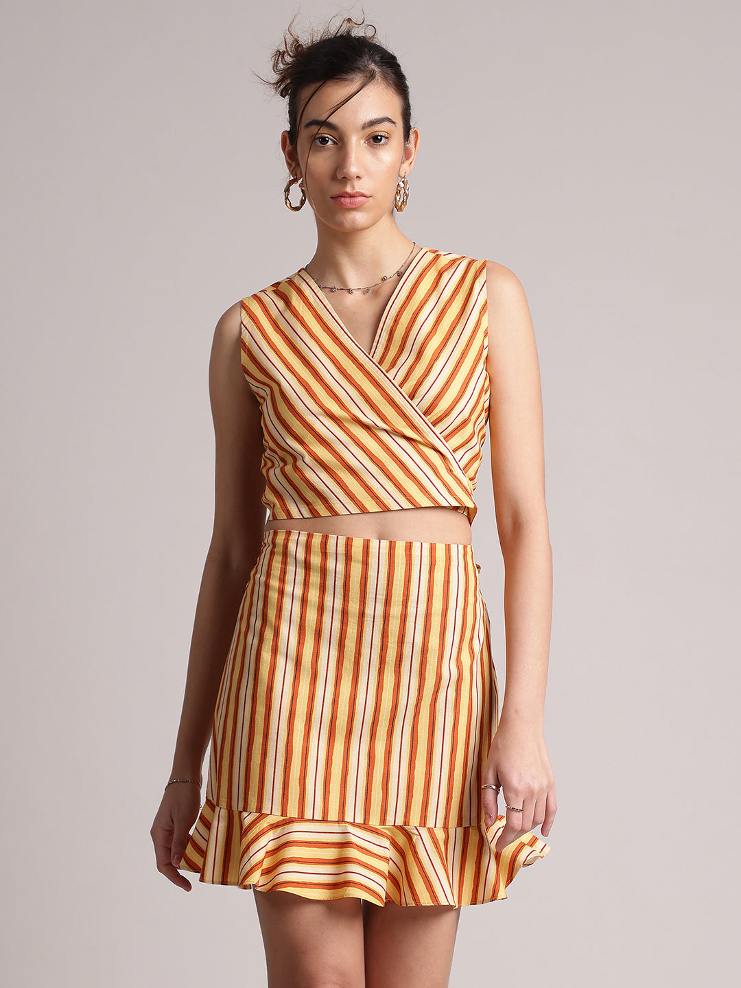 Zaccai Women's Multi Poplin Striped Co-Ords - Swadesiicart
