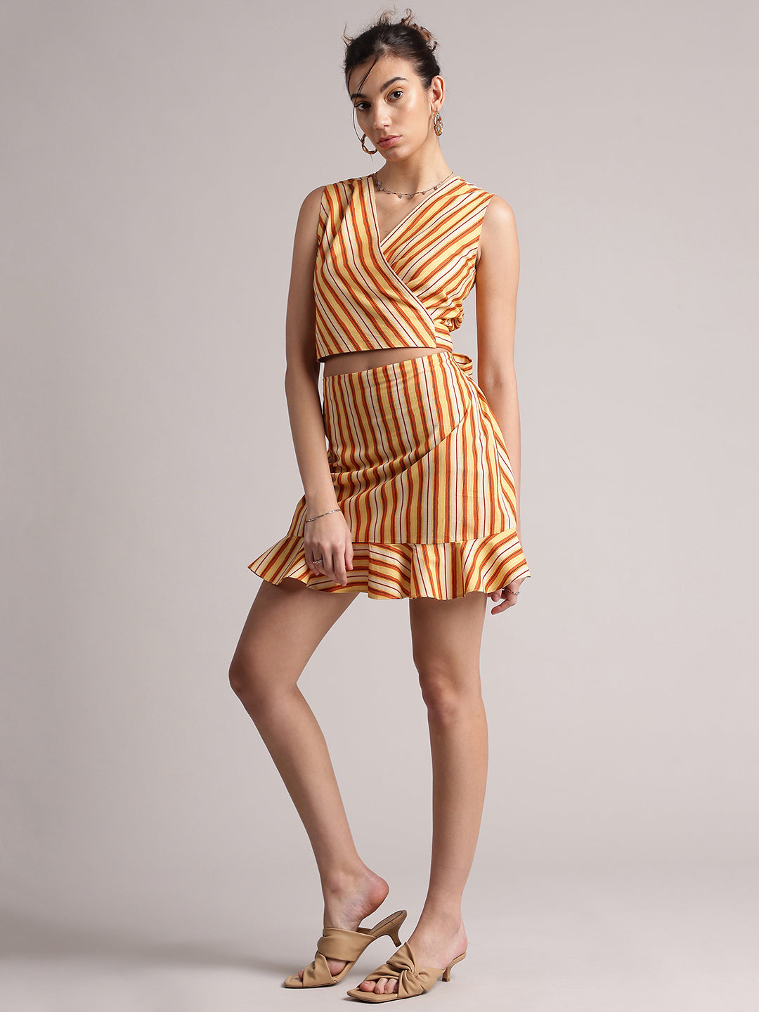 Zaccai Women's Multi Poplin Striped Co-Ords - Swadesiicart