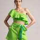 Zaccai Women's Green Cambric Solid Co-Ords - Swadesiicart