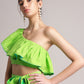 Zaccai Women's Green Cambric Solid Co-Ords - Swadesiicart