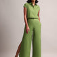 Zaccai Women's Green Cambric Solid Co-Ords - Swadesiicart