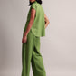 Zaccai Women's Green Cambric Solid Co-Ords - Swadesiicart