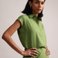 Zaccai Women's Green Cambric Solid Co-Ords - Swadesiicart