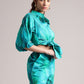 Zaccai Women's Aqua Cambric Abstract Co-Ords - Swadesiicart