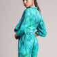 Zaccai Women's Aqua Cambric Abstract Co-Ords - Swadesiicart