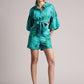 Zaccai Women's Aqua Cambric Abstract Co-Ords - Swadesiicart