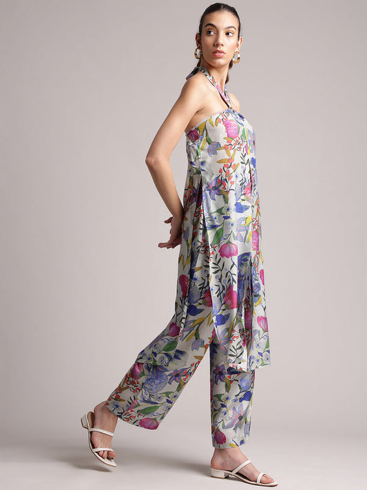 Zaccai Women's Multi Muslin Floral Co-Ords - Swadesiicart