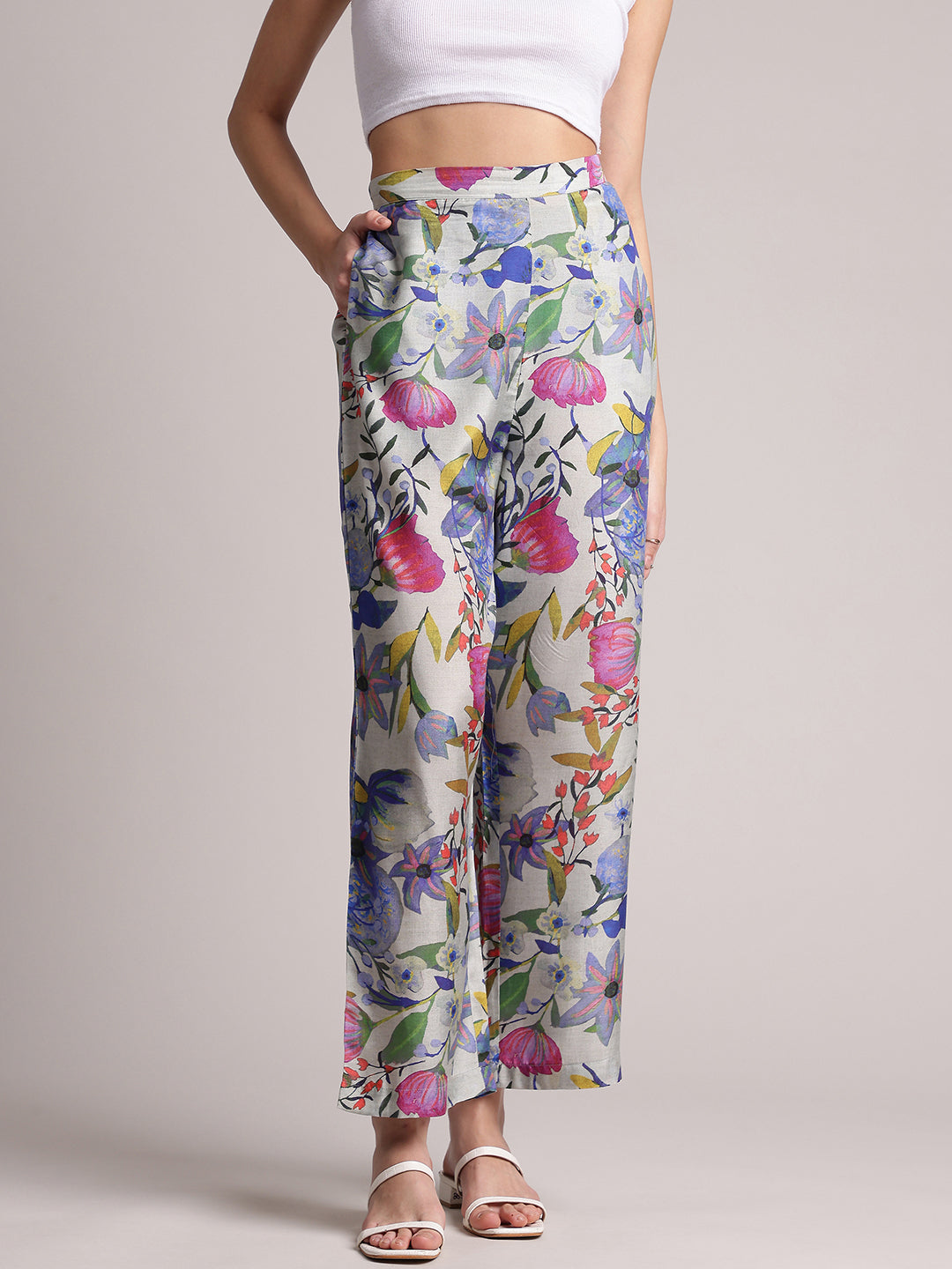 Zaccai Women's Multi Muslin Floral Co-Ords - Swadesiicart
