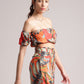 Zaccai Women's Orange Muslin Tropical Co-Ords - Swadesiicart