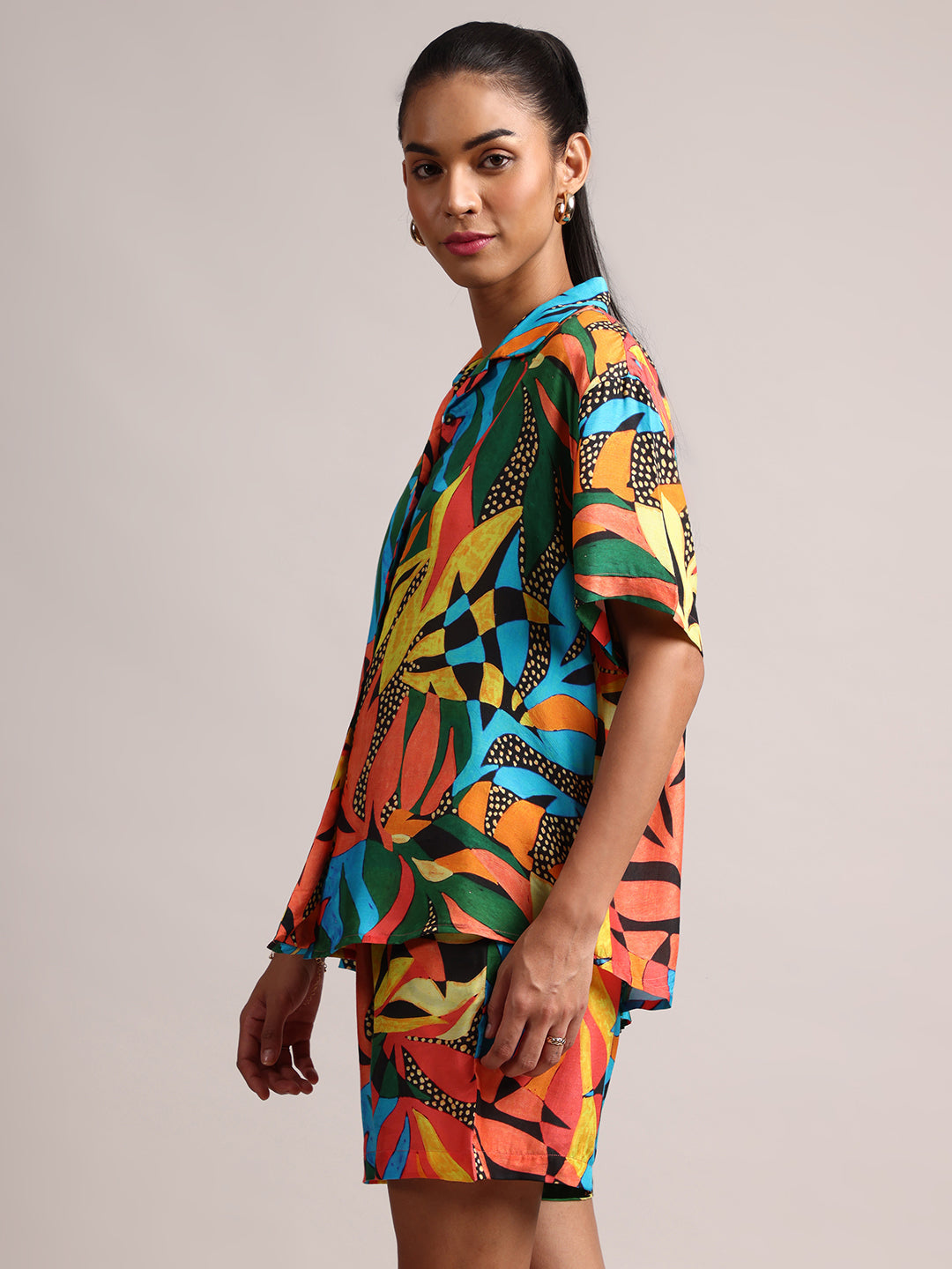 Zaccai Women's Multi Muslin Tropical Co-Ords - Swadesiicart