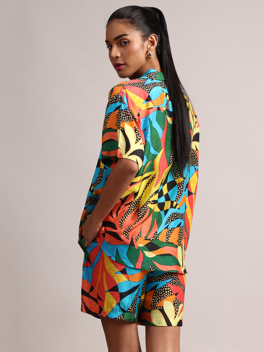 Zaccai Women's Multi Muslin Tropical Co-Ords - Swadesiicart