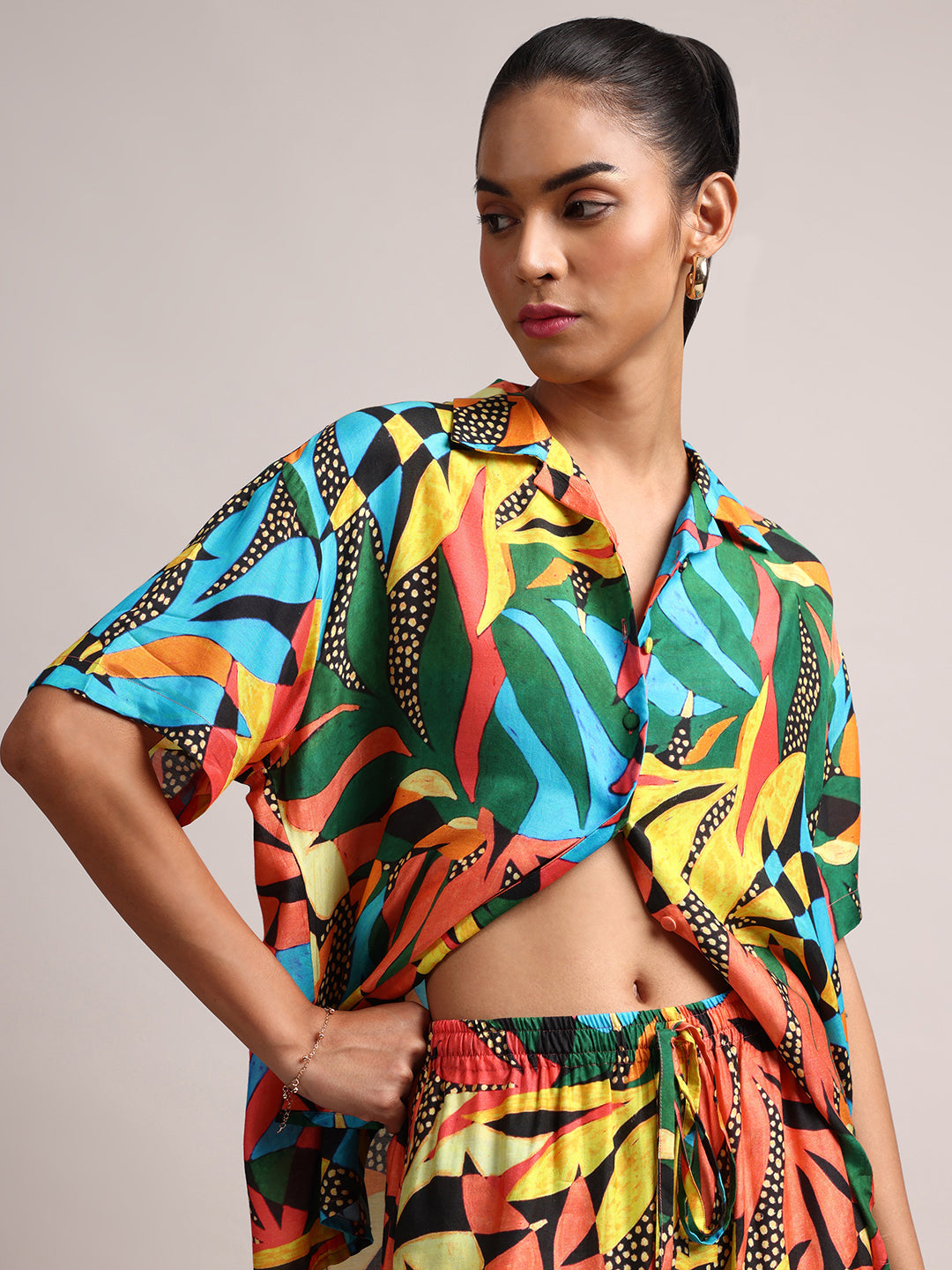 Zaccai Women's Multi Muslin Tropical Co-Ords - Swadesiicart