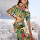 Zaccai Women's Green Muslin Tropical Co-Ords - Swadesiicart