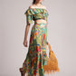 Zaccai Women's Green Muslin Tropical Co-Ords - Swadesiicart