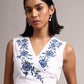 Zaccai Women's White Cambric Embroidered Co-Ords - Swadesiicart