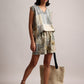 Zaccai Women's Grey Linen Striped Co-Ords - Swadesiicart