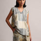 Zaccai Women's Grey Linen Striped Co-Ords - Swadesiicart