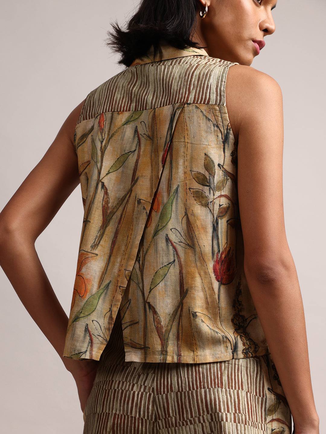 Zaccai Women's Yellow Linen Floral Co-Ords - Swadesiicart