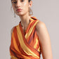 Zaccai Women's Rust Poplin Striped Jumpsuit - Swadesiicart