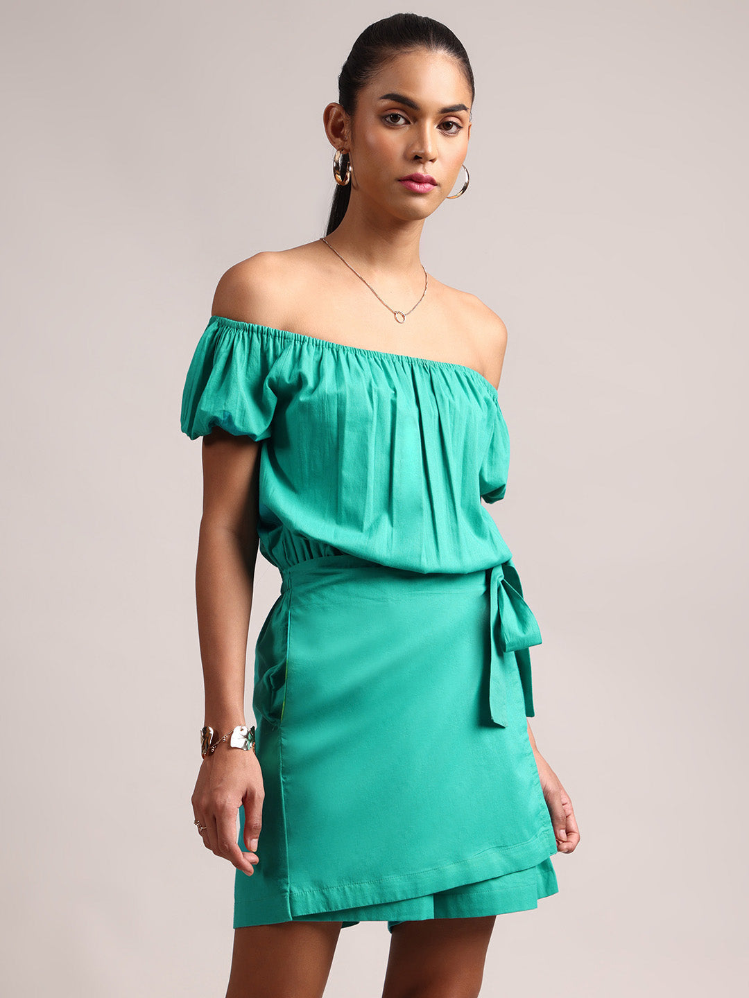 Zaccai Women's Aqua Cambric Solid Jumpsuit - Swadesiicart
