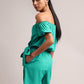 Zaccai Women's Aqua Cambric Solid Jumpsuit - Swadesiicart