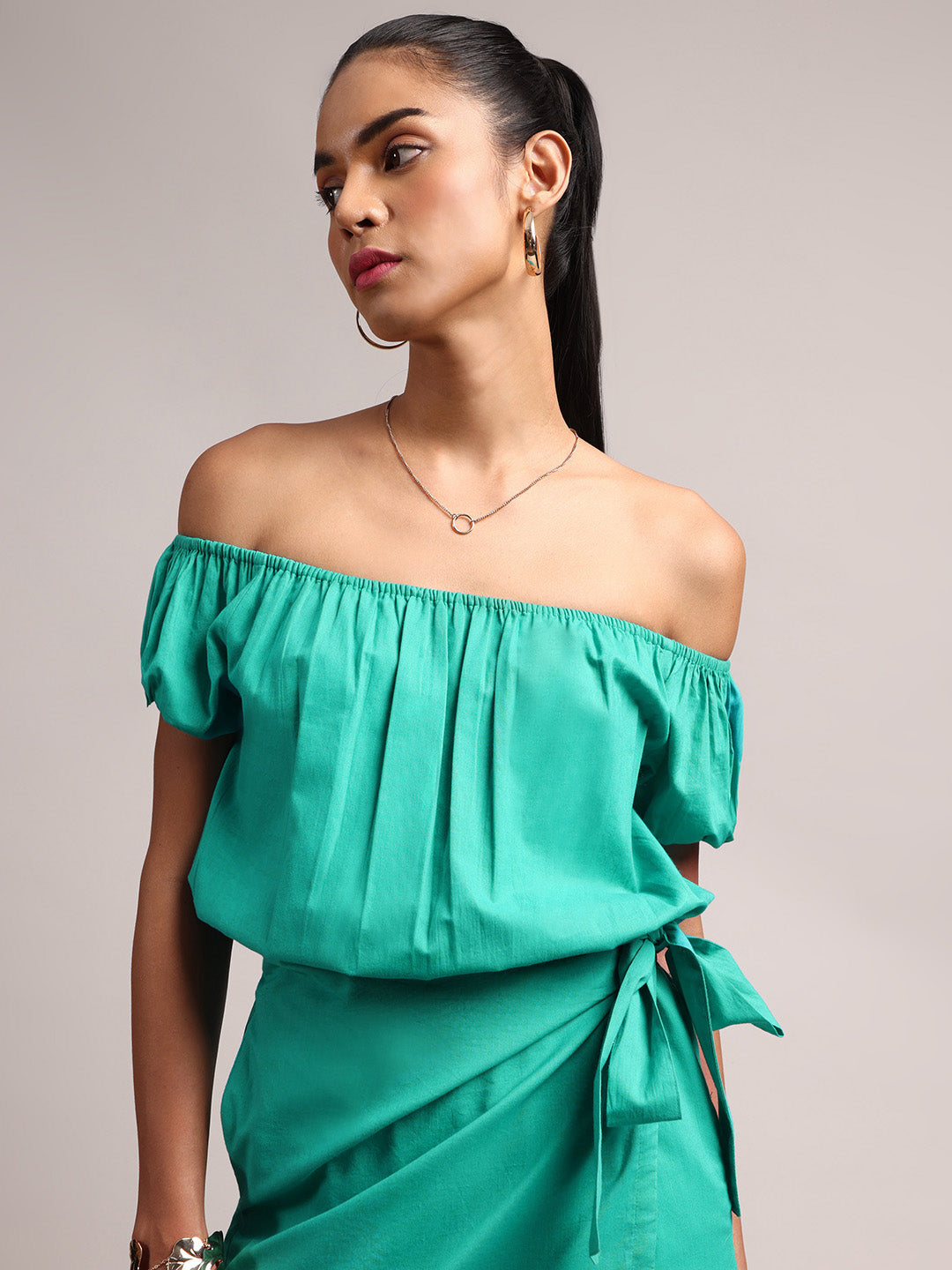 Zaccai Women's Aqua Cambric Solid Jumpsuit - Swadesiicart
