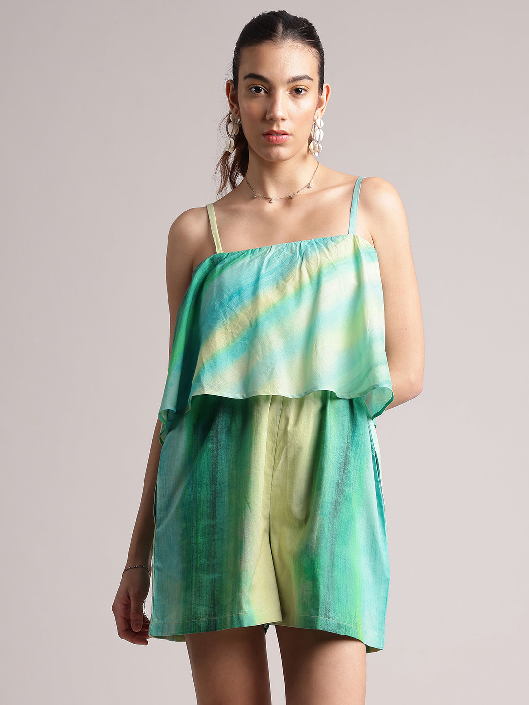 Zaccai Women's Multi Cambric Abstract Jumpsuit - Swadesiicart