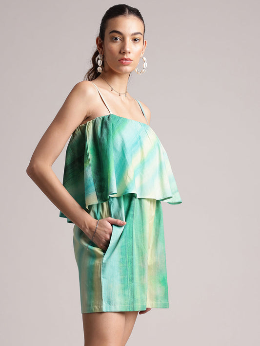 Zaccai Women's Multi Cambric Abstract Jumpsuit - Swadesiicart