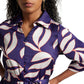 Zaccai Women's Purple Satin Abstract Jumpsuit - Swadesiicart