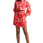 Zaccai Women's Red Satin Abstract Co-ord Set - Swadesiicart