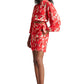 Zaccai Women's Red Satin Abstract Co-ord Set - Swadesiicart