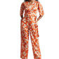 Zaccai Women's Orange Satin Abstract Co-ord Set - Swadesiicart
