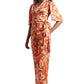 Zaccai Women's Orange Satin Abstract Co-ord Set - Swadesiicart