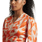 Zaccai Women's Orange Satin Abstract Co-ord Set - Swadesiicart