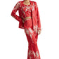 Zaccai Women's Red Satin Printed Co-ord Set - Swadesiicart