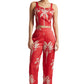 Zaccai Women's Red Satin Printed Co-ord Set - Swadesiicart