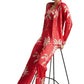 Zaccai Women's Red Satin Printed Co-ord Set - Swadesiicart
