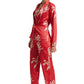 Zaccai Women's Red Satin Printed Co-ord Set - Swadesiicart