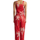 Zaccai Women's Red Satin Printed Co-ord Set - Swadesiicart