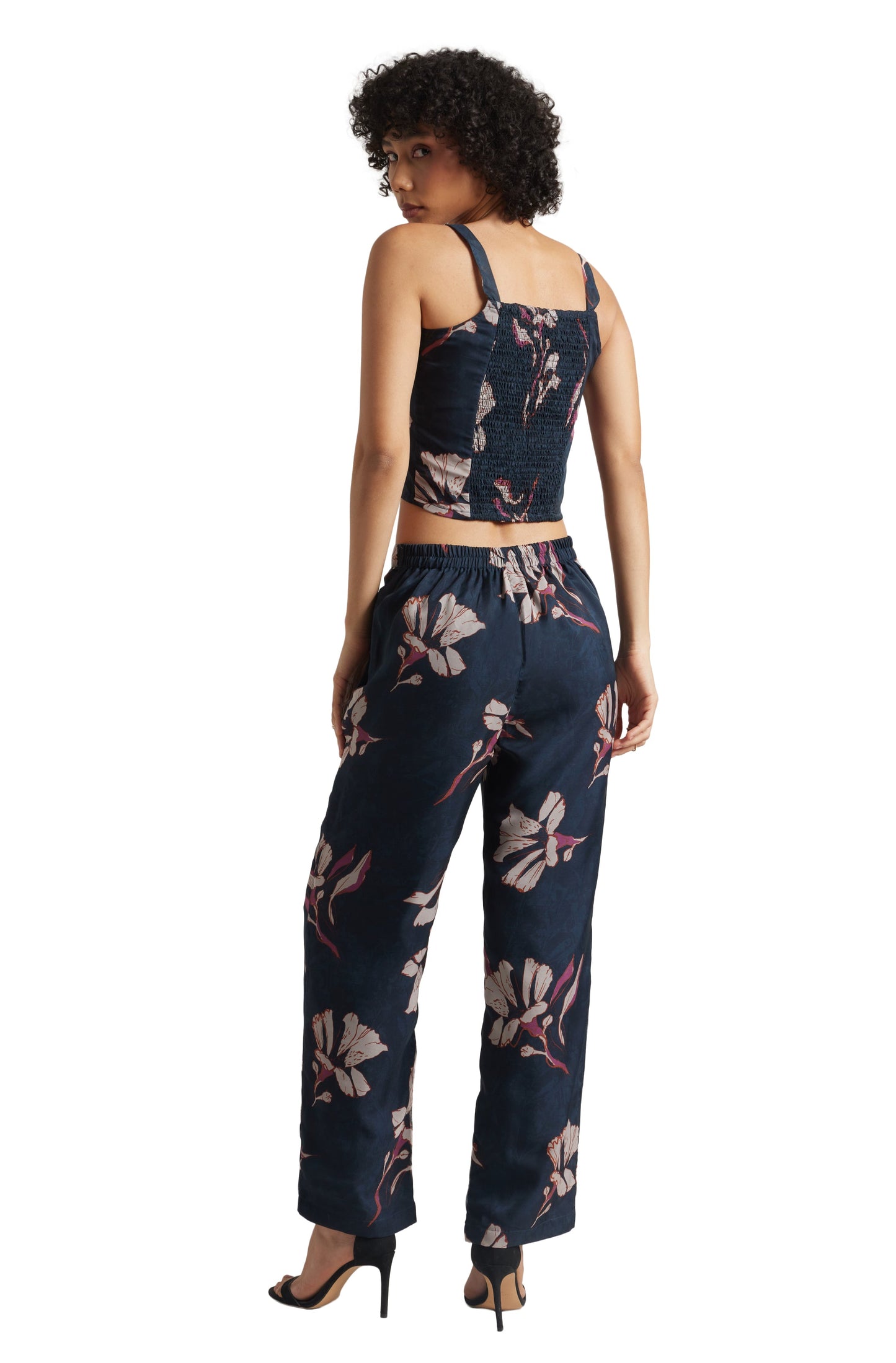 Zaccai Women's Navy Organza Floral Co-ord Set - Swadesiicart
