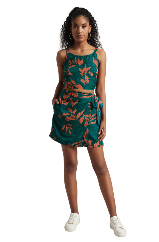Zaccai Women's Teal Green Organza Abstract Co-ord Set - Swadesiicart