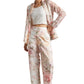 Zaccai Women's Beige Organza Floral Co-ord Set - Swadesiicart