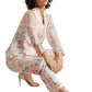 Zaccai Women's Beige Organza Floral Co-ord Set - Swadesiicart